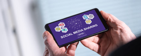 Smartphone screen displaying a social media sharing concept