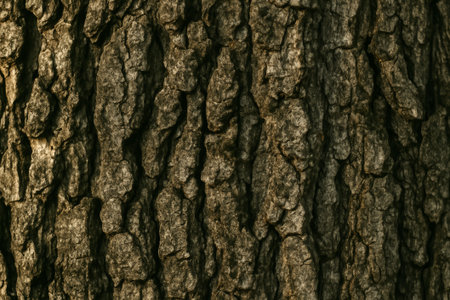 A detailed close-up of tree bark showing intricate textures and natural patternsの素材