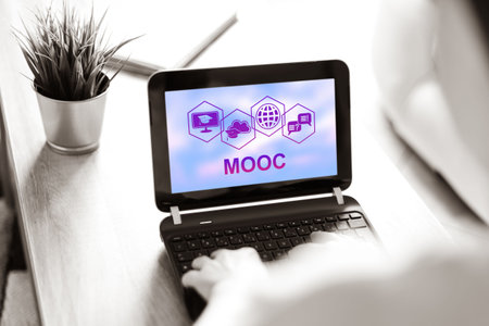 Laptop screen displaying a mooc conceptの写真素材