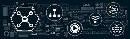 Concept of mooc with icons on futuristic hud interface