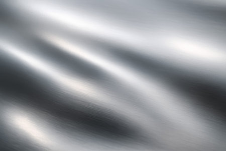 A smooth silver texture displaying subtle waves and light reflections across the surfaceの素材