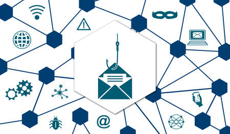 Concept of phishing with connected iconsの写真素材