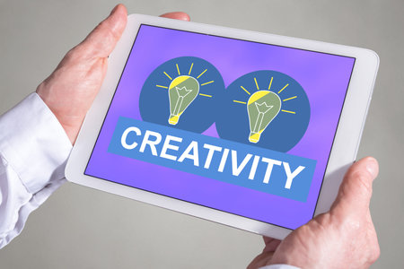 Tablet screen displaying a creativity concept
