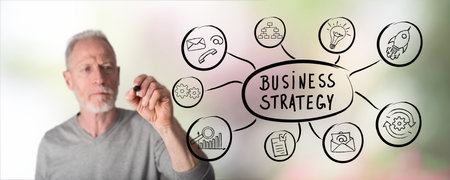 Business strategy concept drawn by a man