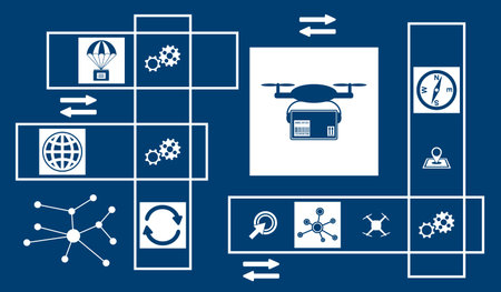 Concept of drone delivery with connected icons