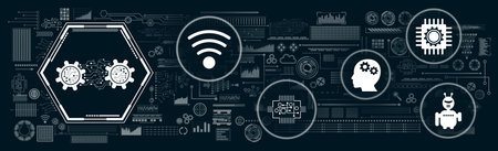 Concept of automation with icons on futuristic hud interface