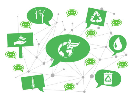 Concept of ecology with icons on speech bubblesの写真素材