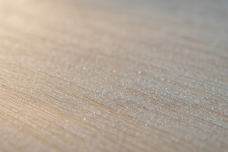 A close-up view of a textured wooden surface illuminated by soft natural lightの素材