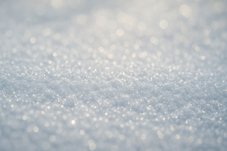 A soft layer of snow glistening under sunlight, creating a beautiful bokeh effectの素材