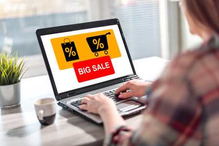 Laptop screen displaying a big sale concept