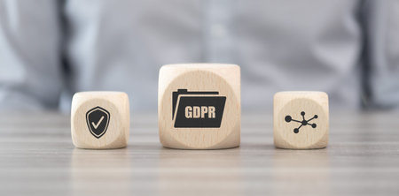 Wooden blocks with symbol of gdpr concept