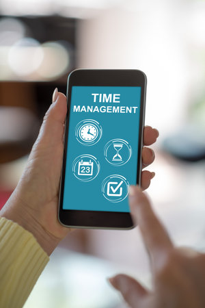 Smartphone screen displaying a time management concept