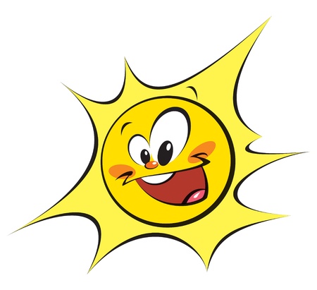 A happy shinny sun with a cute faceのイラスト素材
