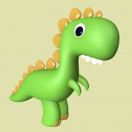 Cartoon funny green 3D T Rex dinosaur reptile with funny teethの写真素材