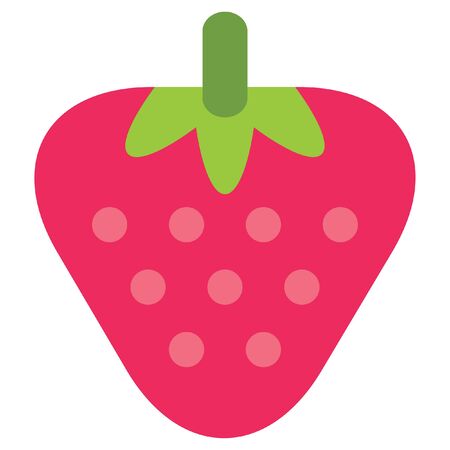 Design of one vector simple red ripe strawberry with pink seeds isolated in white backgroundのイラスト素材