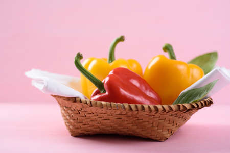 Fresh organic sweet pepper on colorful background