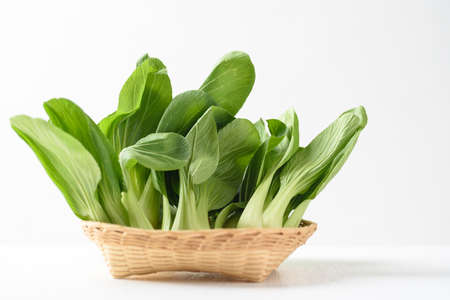 Bok choi (white cabbage) on a white background Ingredients in Asian Vegetarian and Healthy Foodの写真素材