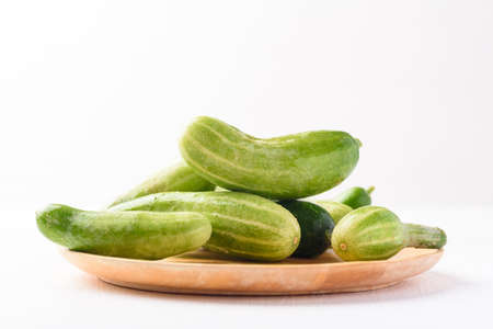 Fresh cucumber on white backgroundの写真素材