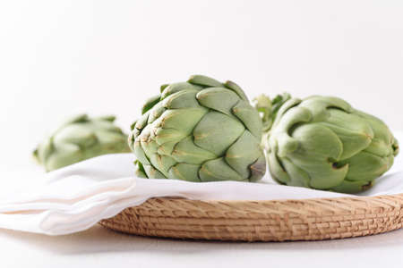Fresh artichoke on white backgroundの写真素材