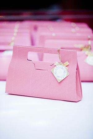 Pink paper bagの写真素材