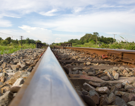 Single track trains used as industrial freight trains within Thailand and link to other countries.の写真素材
