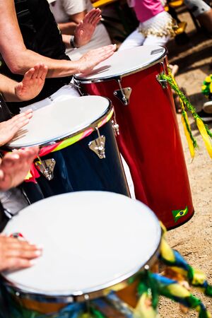 A Drums band on the street. Scenes of Samba Festival in Coburg, Germany