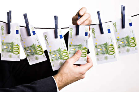 symbolic picture with euros for money washingの写真素材
