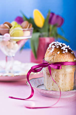 the easter installation with Easter bread