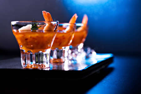 close up shot of a shrimp cocktailの写真素材