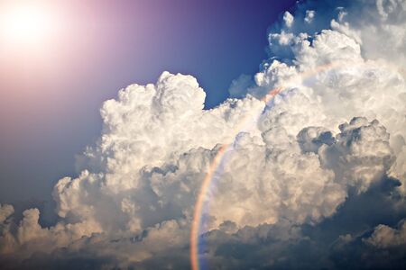 Shot of clouds and blue sky at summer timeの写真素材
