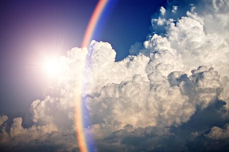 Shot of clouds and blue sky at summer timeの写真素材