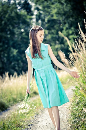 the outdoor portrait of a young girlの写真素材