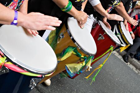 A Drums band on the street. Scenes of Samba Festival in Coburg, Germanyのeditorial素材