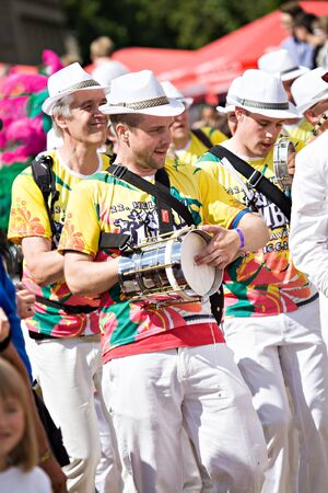 COBURG, GERMANY - JULY 15: The unidentified samba musicians participates at the annual samba...
