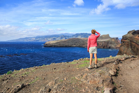 Sao Lourenco trail on the east coast of Madeira Island near Canical, Portugalの写真素材