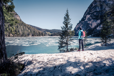 Lago di Braies alias Pragser Wildsee in South Tirol, Italyの写真素材