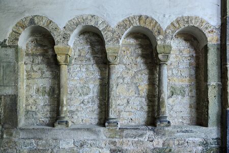 close up of a old and cracked stoned wallの写真素材