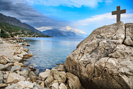 Adriatic coast near Split in Croatiaの写真素材