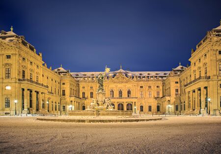 Street of Wuerzburg town at night, Germany, Europeのeditorial素材