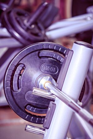 diverse equipment and machines at the gym roomの写真素材