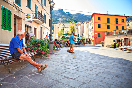 RIO NELL ELBA, ELBA ISLAND, ITALY - CIRCA AUGUST, 2011: The streets of Rio nell Elba on Elba Islandのeditorial素材