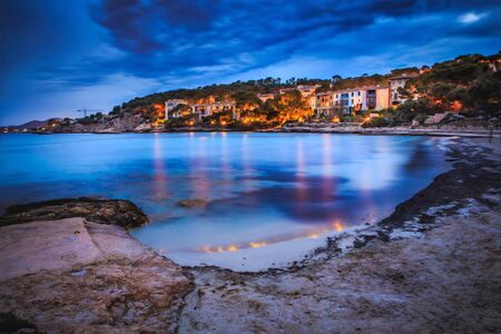 A photograph stylized lake a painting, Cala Comtesa at Illetes on Mallorca Island, Spainの写真素材