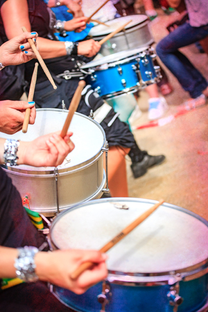 The unidentified samba musicians participates at the annual samba festival in Coburg, Germanyの写真素材