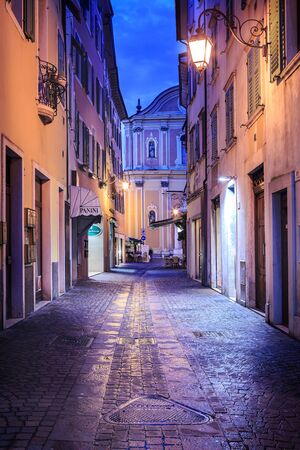 RIVA DEL GARDA, ITALY - MAY, 2014: Riva del Garda town by nightのeditorial素材