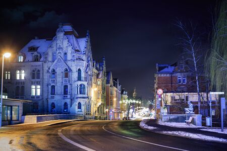 COBURG, GERMANY - CIRCA JANUARY, 2017: The night streets of Coburg town in Bavaria, Germanyのeditorial素材