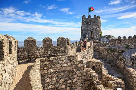 SINTRA, PORTUGAL - CIRCA OCTOBER, 2016:  The Castelo dos Mouros alias The Castle of the Moors in Sintra, Portugalのeditorial素材
