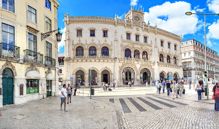 LISBON, PORTUGAL - CIRCA OCTOBER, 2016:  The Rossio Square of Lisbon town, Portugal.のeditorial素材