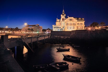 CASCAIS, PORTUGAL - CIRCA OCTOBER, 2016: The promenade of Cascais by night, Cascais, Portugalのeditorial素材