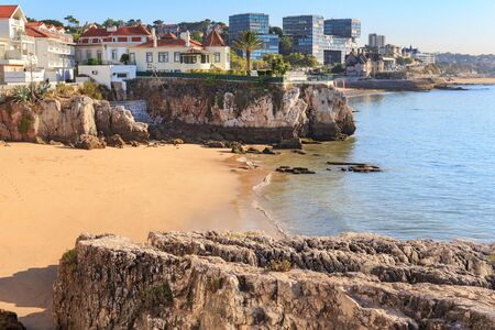 The Praia da Rainha beach in Cascais, Portugalの写真素材
