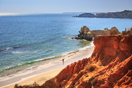 The coast of the Algarve in southern Portugal near Portimaoの写真素材